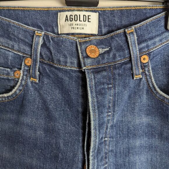 AGOLDE Women's High Rise Skinny Fit Jeans, Medium Wash, Size 26 stretch - Picture 10 of 10